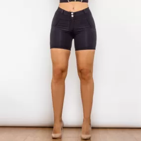 Middle Waist Dark Thread Black Shorts