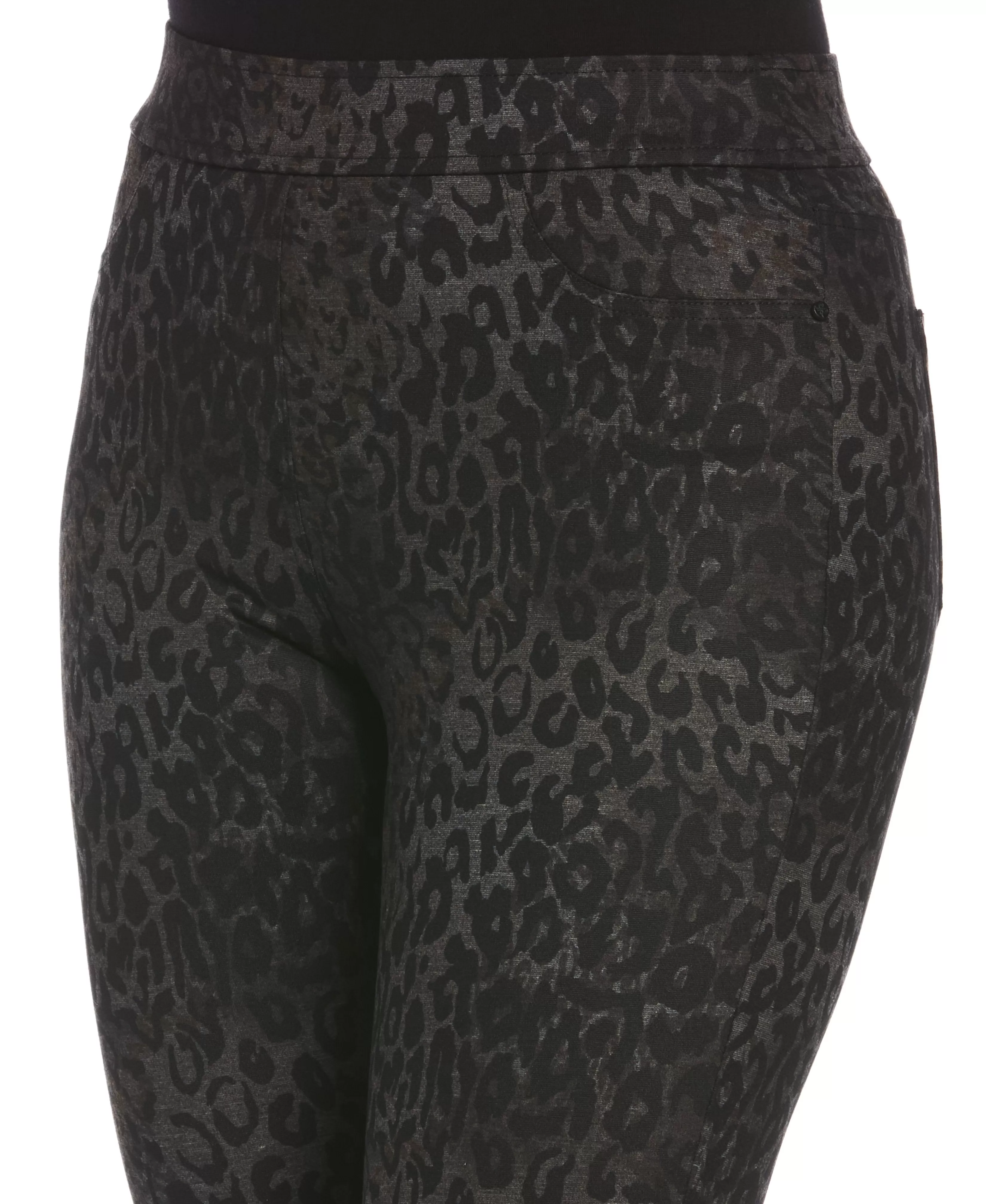 Mixed Leopard Ponte Pull-On 5-Pocket Slim Leg Pant