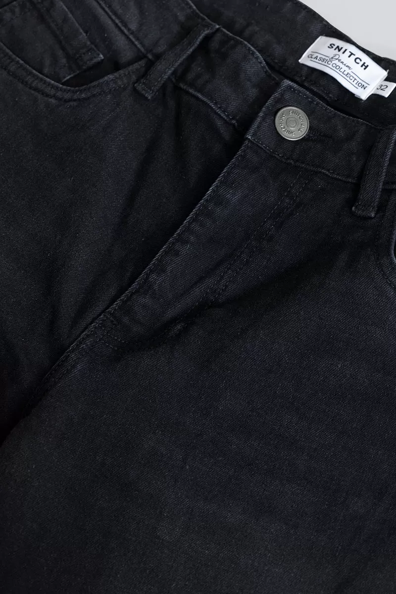 Obsidian Washed Black Straight Fit Jeans