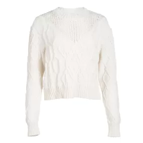 Pearled Ivory Cable Knit Sweater