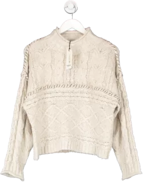 Pull&Bear Beige Cable Knit High Neck Jumper UK S