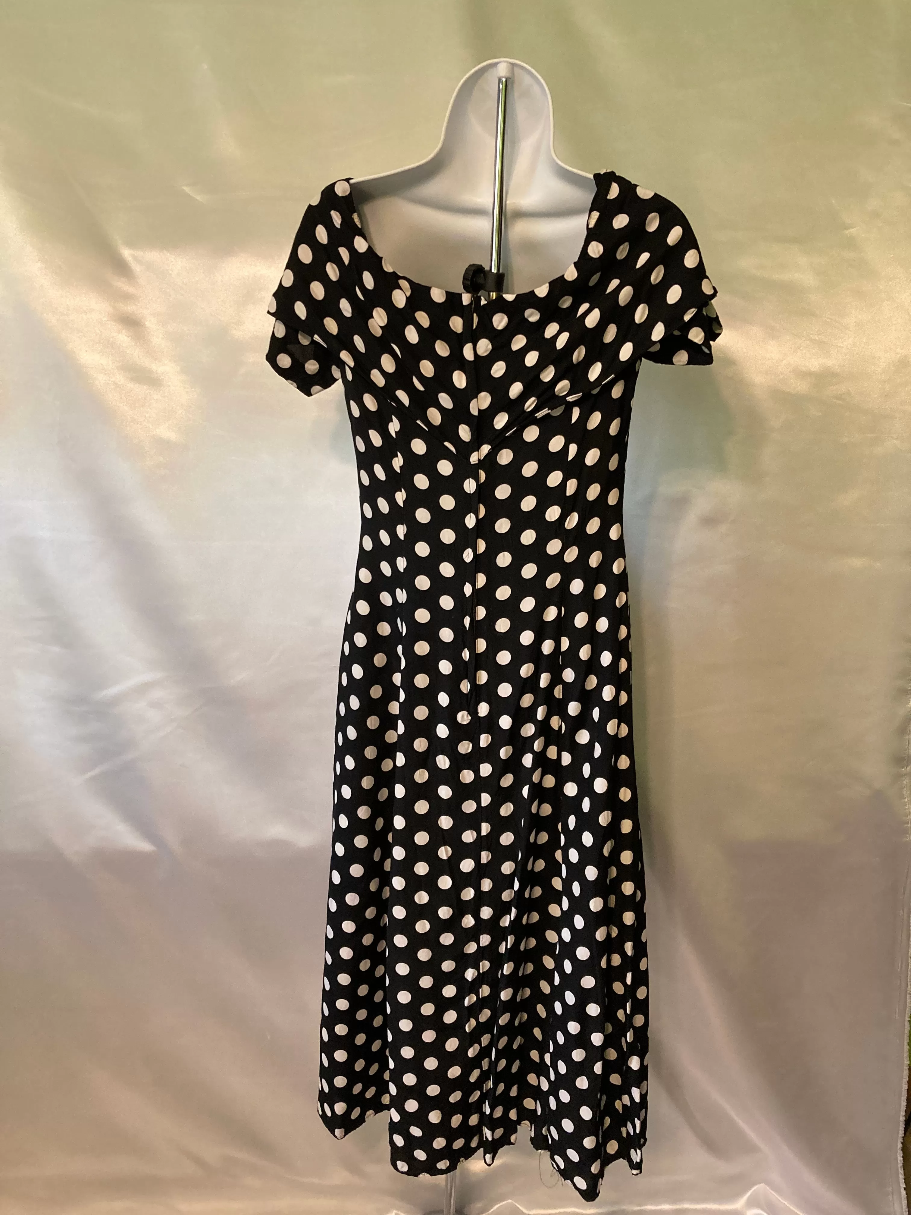 Roberta Black w/White Polka Dots Vintage Swing Women's Dress - Ladies Small