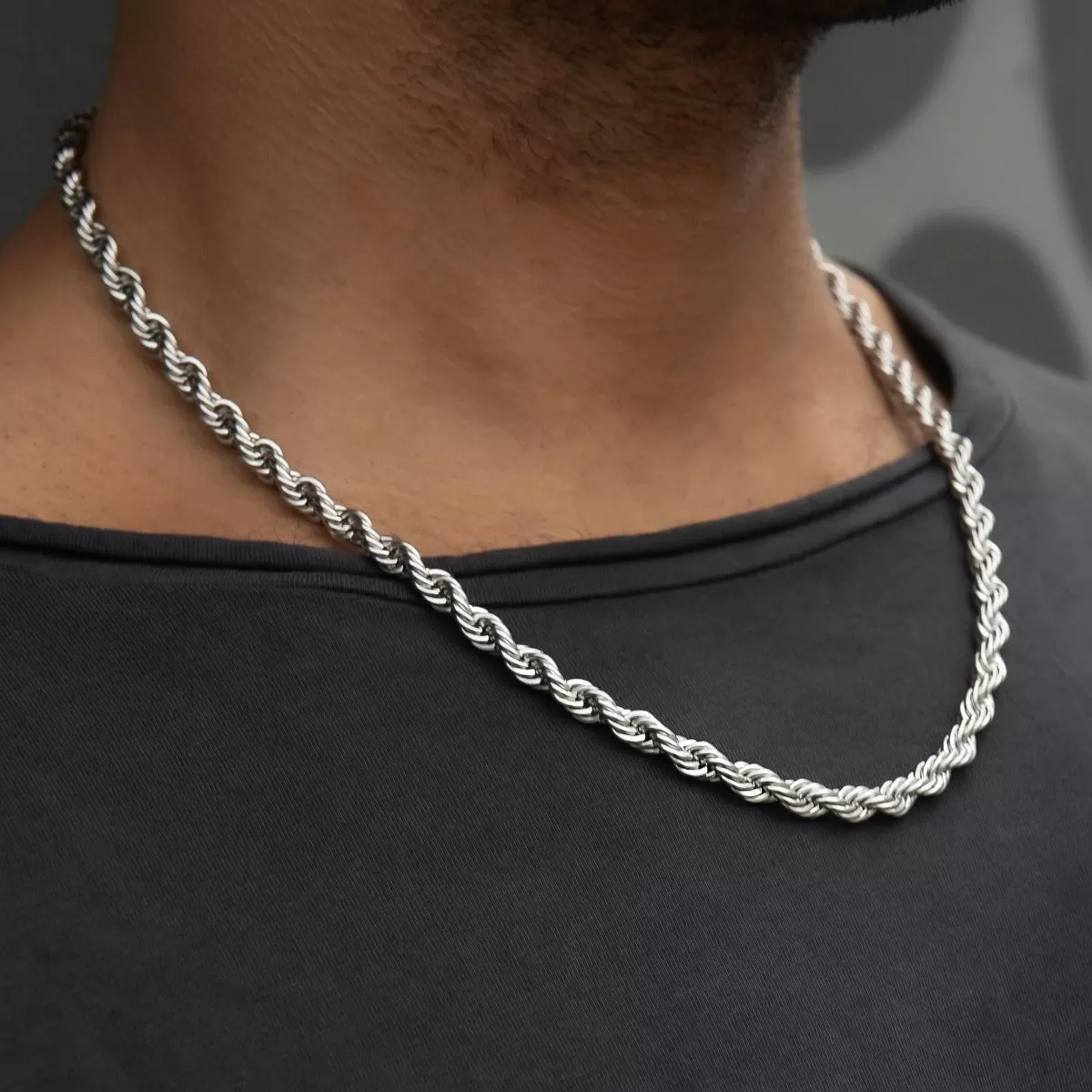 Rope Chain in White Gold- 6mm