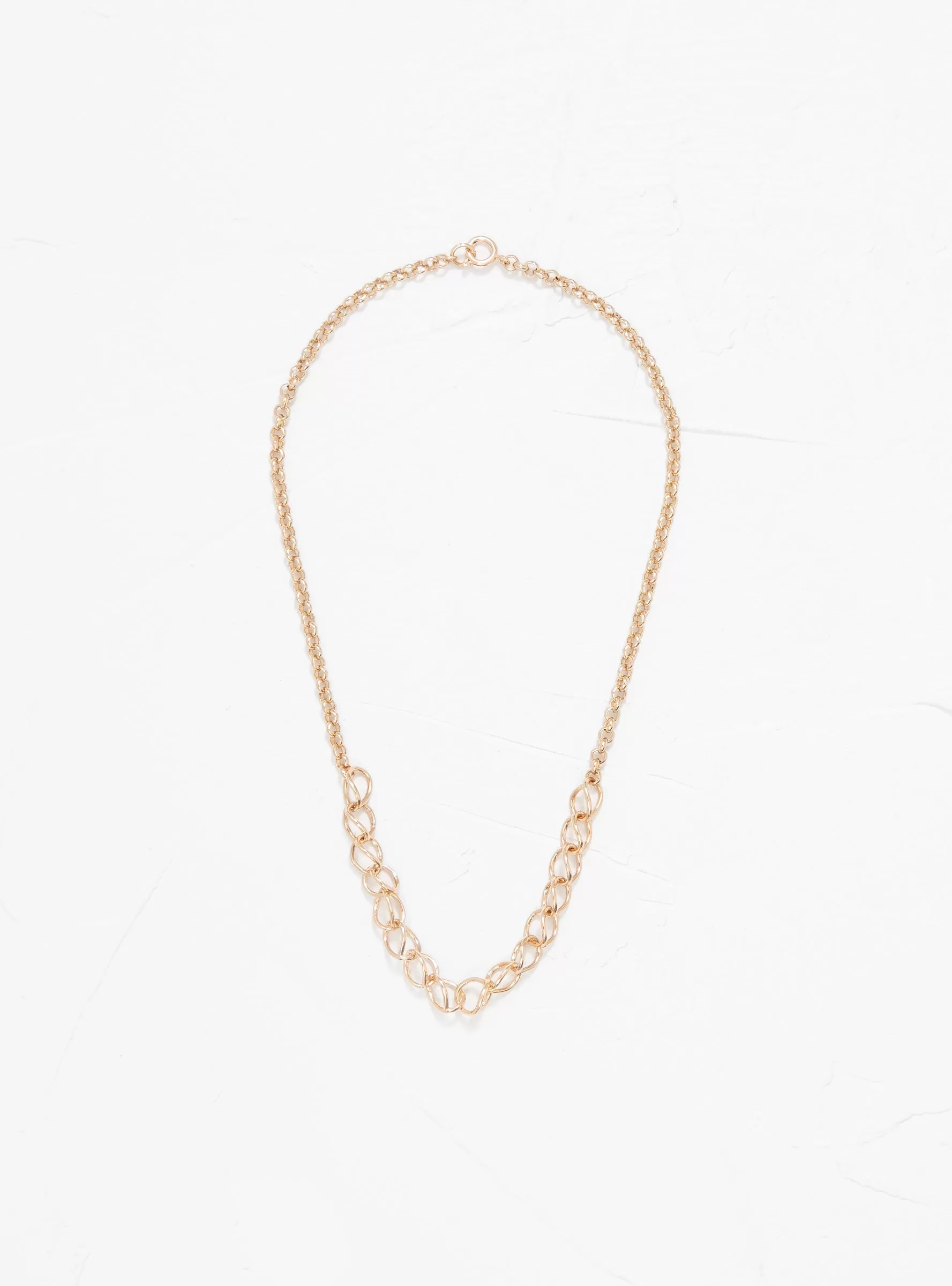 Round Link & Chain Gold-Plated Necklace