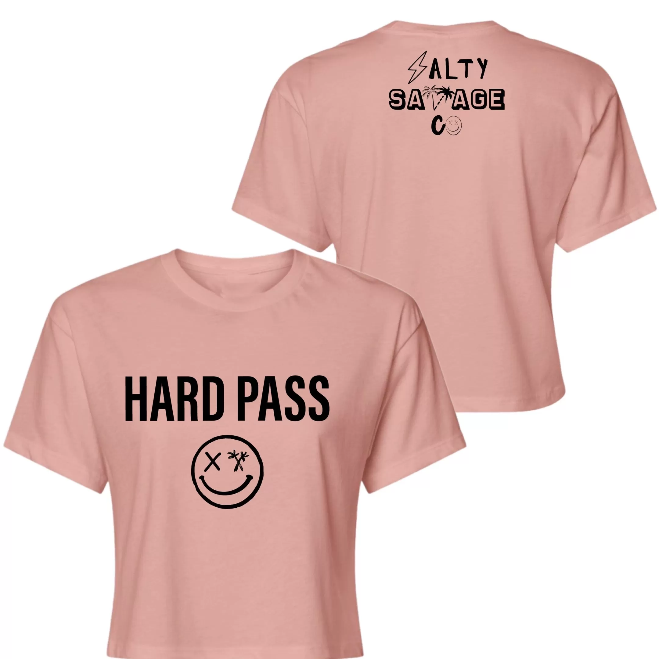 Salty Savage Ladies "HARD PASS" Performance Crop Tee