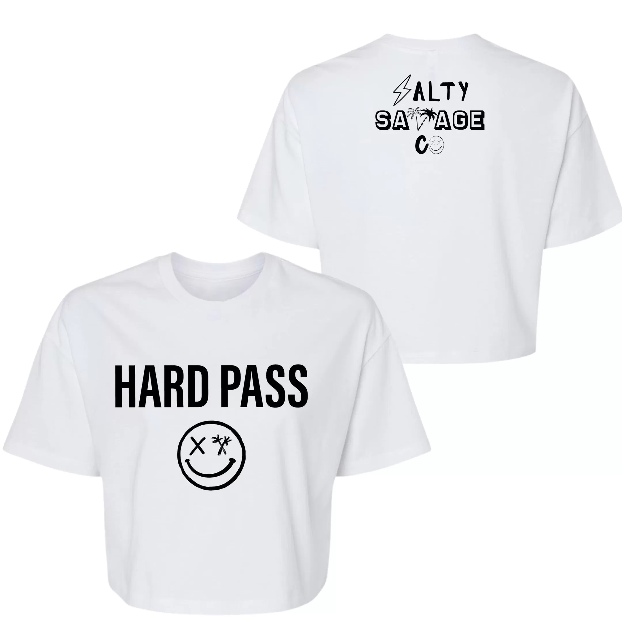 Salty Savage Ladies "HARD PASS" Performance Crop Tee