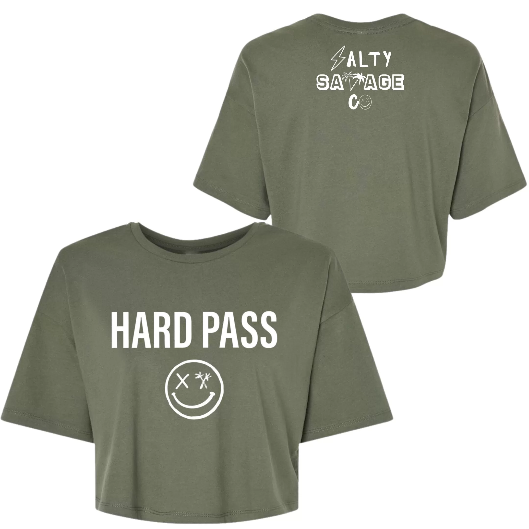 Salty Savage Ladies "HARD PASS" Performance Crop Tee