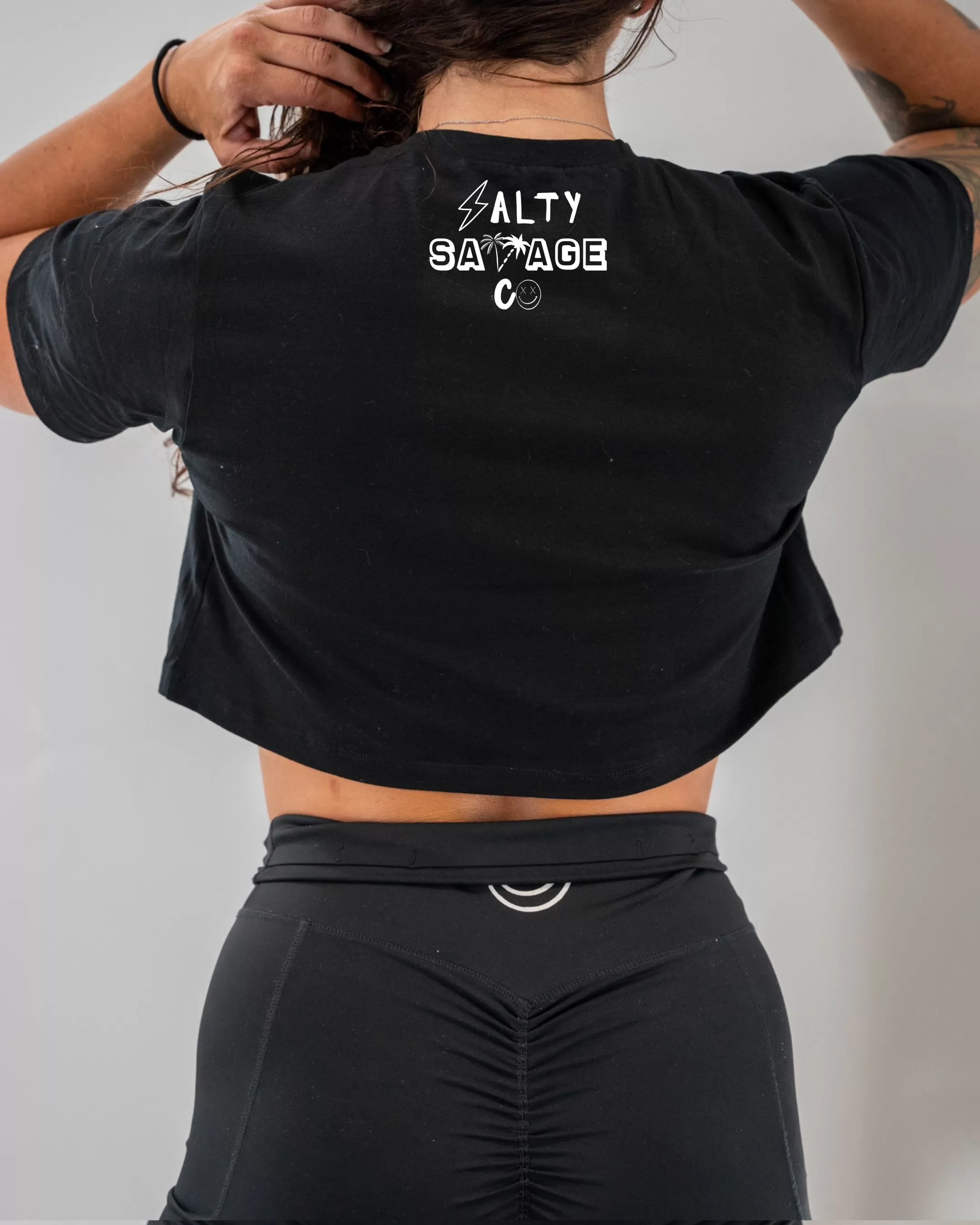 Salty Savage Ladies "HARD PASS" Performance Crop Tee