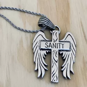 Sanity Wing Cross Pendant - Rope Necklace or Omega - SK2600