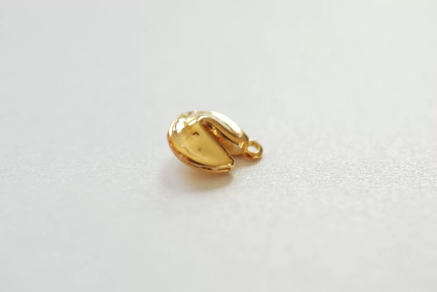 Shiny Vermeil Gold Fortune Cookie Charm - Vermeil gold Chinese cookie pendant, 18k gold plated Sterling Silver, Fortune Cookie Charm, 96