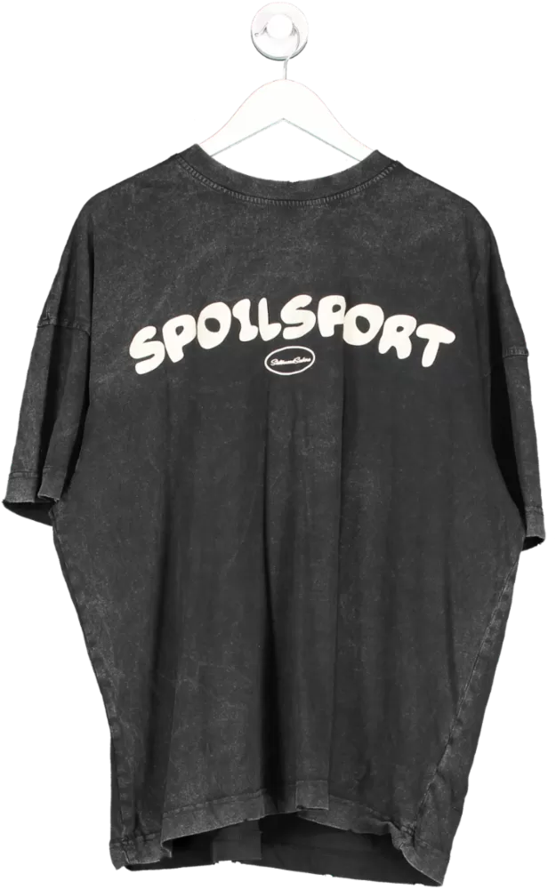 Sisters & Seekers Grey Spoilsport Logo Over Sized Tee UK L