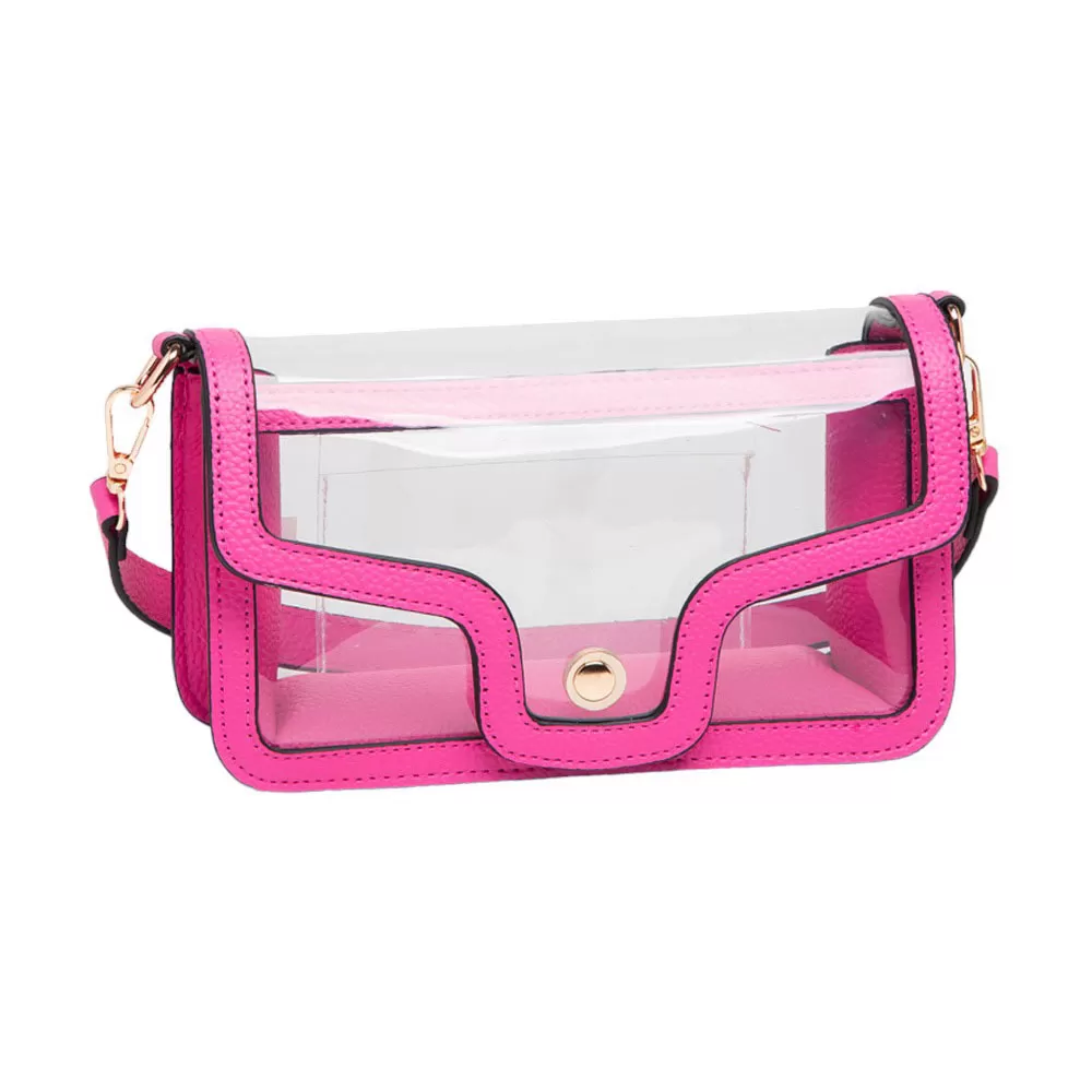 Solid Faux Leather Transparent Rectangle Shoulder Bag