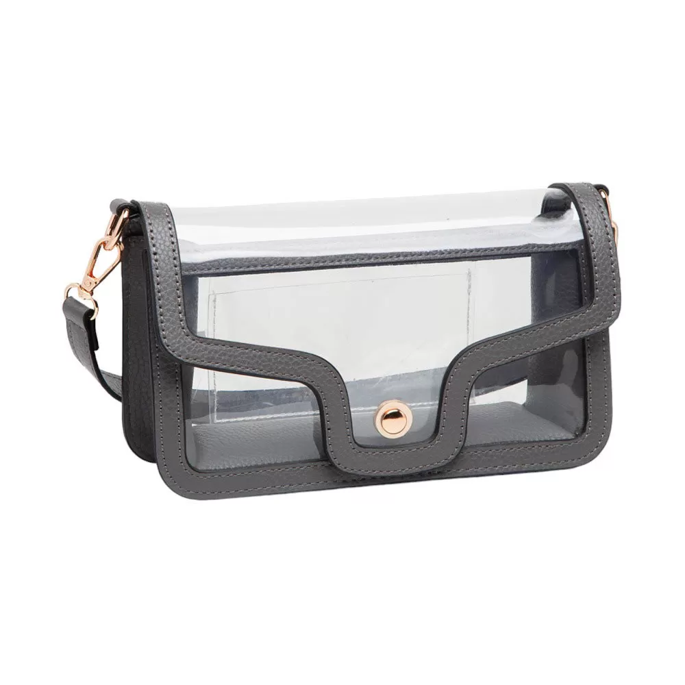 Solid Faux Leather Transparent Rectangle Shoulder Bag