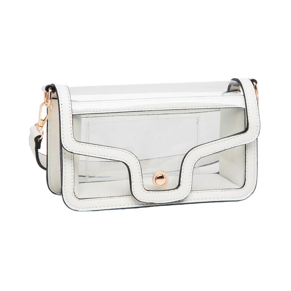 Solid Faux Leather Transparent Rectangle Shoulder Bag