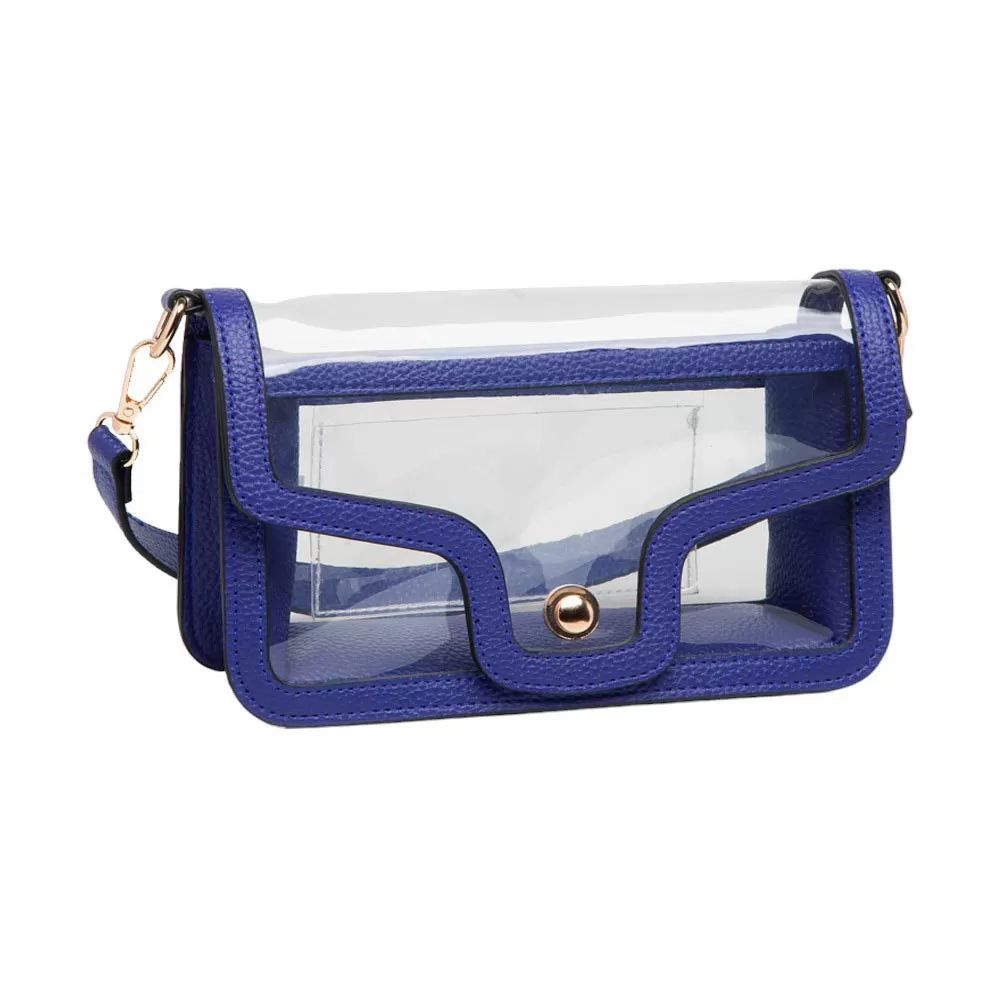 Solid Faux Leather Transparent Rectangle Shoulder Bag