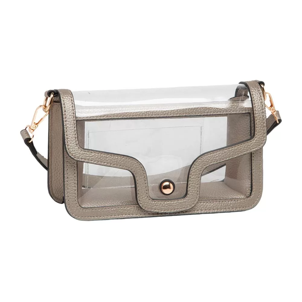 Solid Faux Leather Transparent Rectangle Shoulder Bag