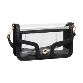 Solid Faux Leather Transparent Rectangle Shoulder Bag