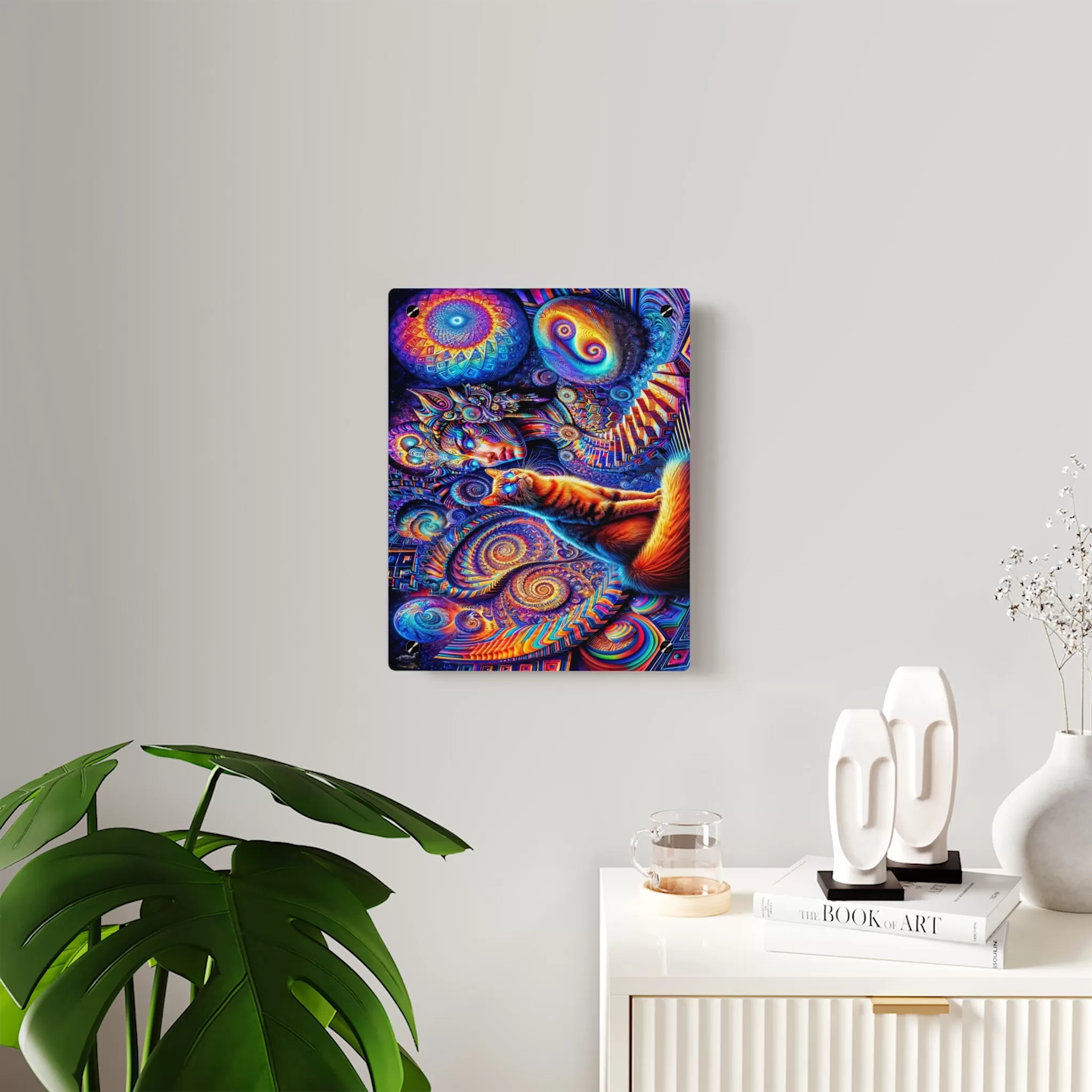 Some of The Things I Love Most : Kitty Cats and Beautiful Women and Optical Illusions and Fractals and Spirals, and ... Art Piece on Acrylic by Meta Zen