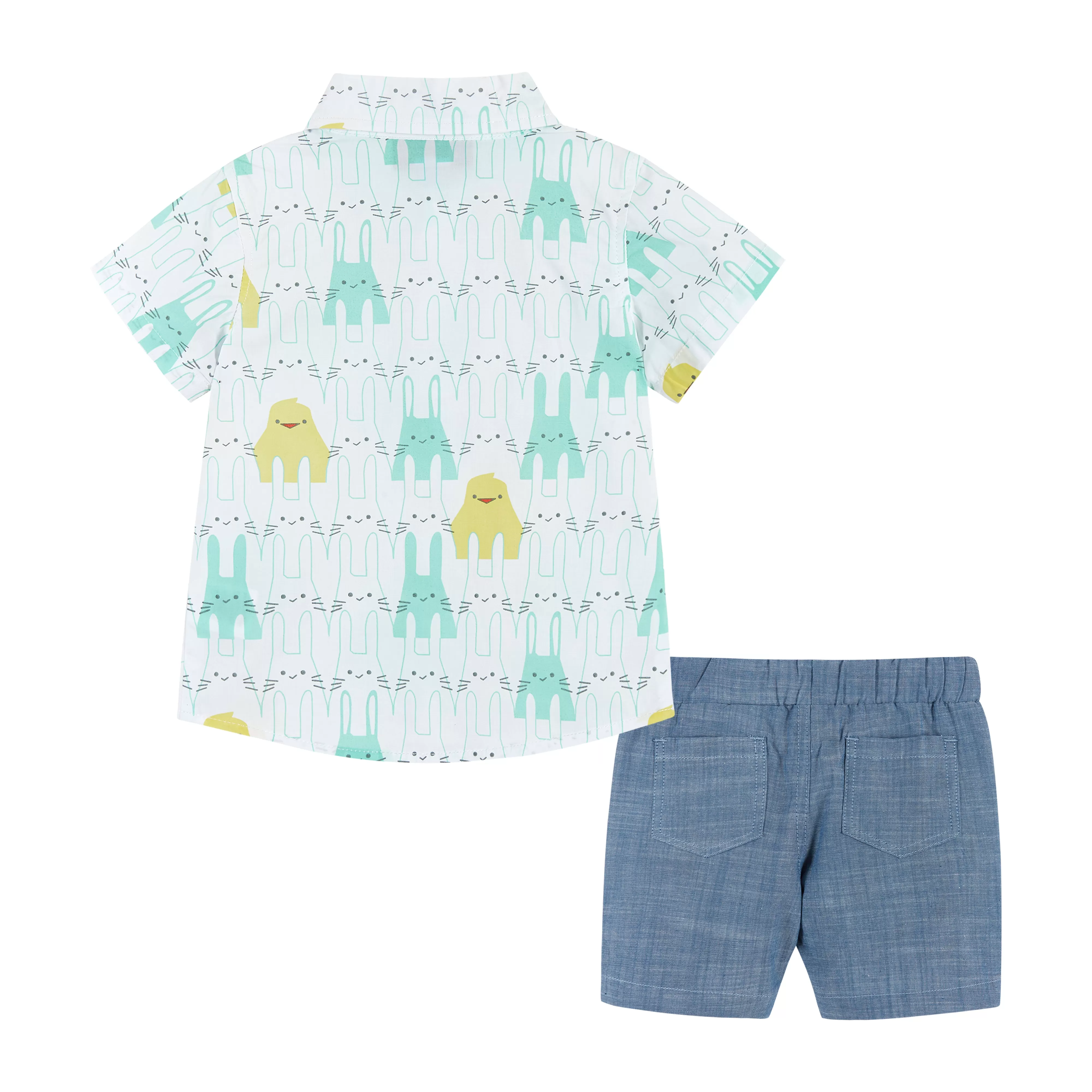 Spring Animals Print Button-Up & Short Set| Blue