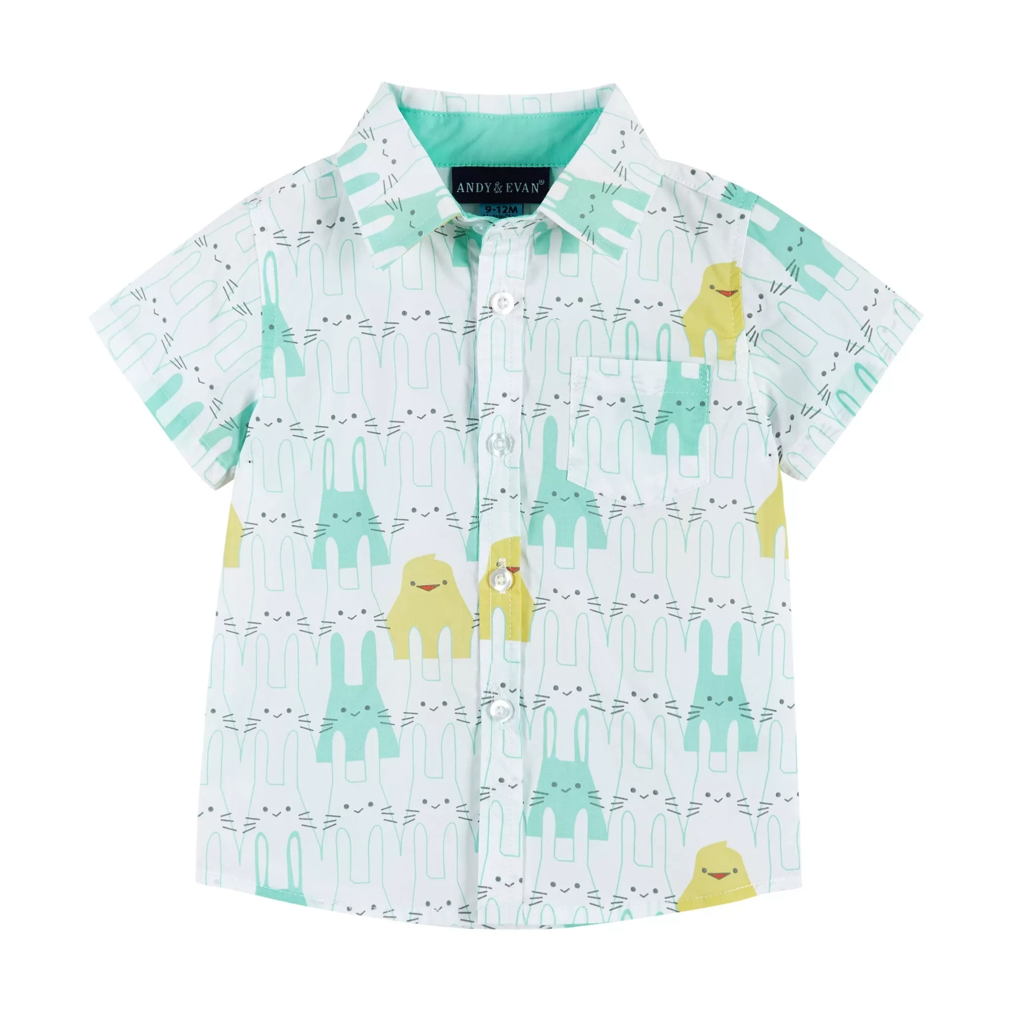 Spring Animals Print Button-Up & Short Set| Blue