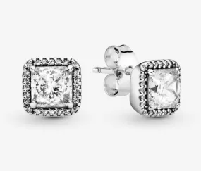 Square Sparkle Halo Stud Earrings 290591CZ