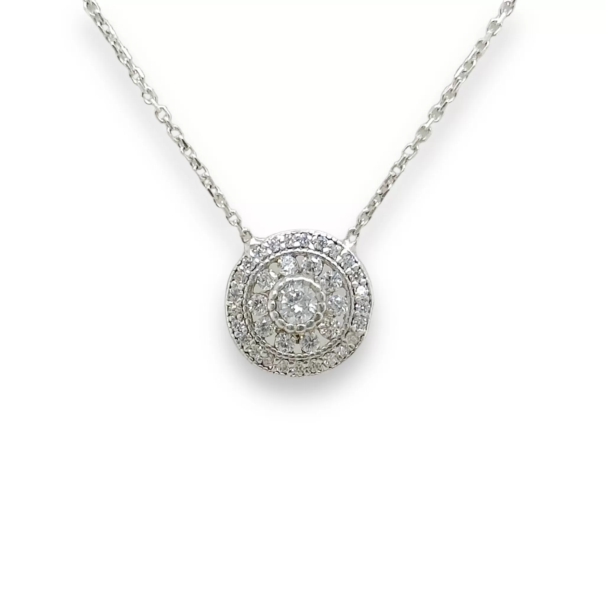 SS CZ Round Cluster Pendant