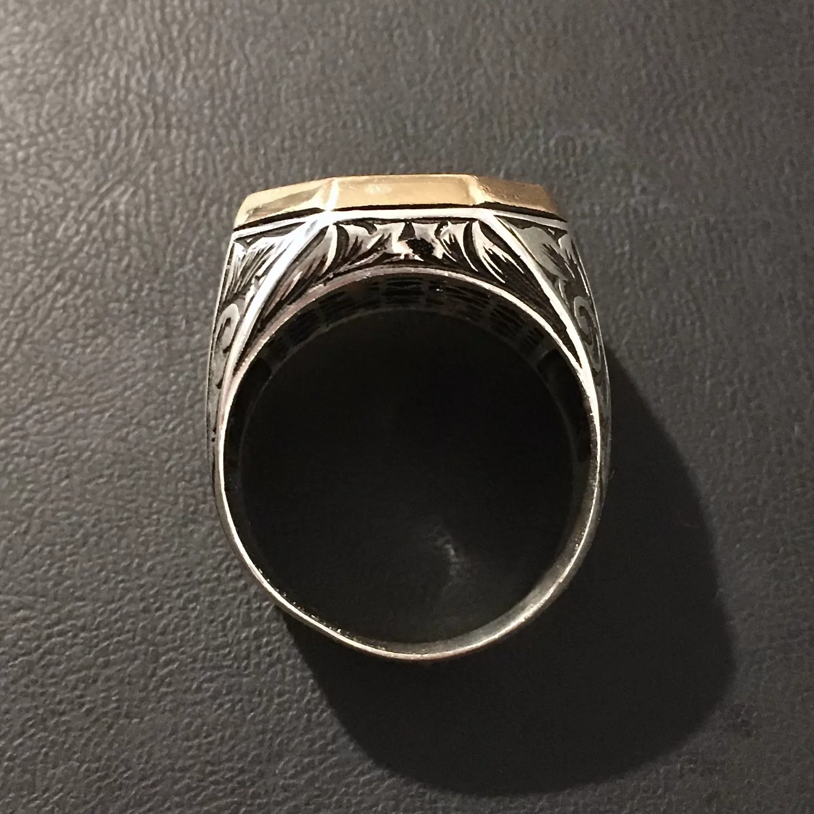 Sterling Silver Ring Crescent Star Turkish Men's Jewelry Engraved