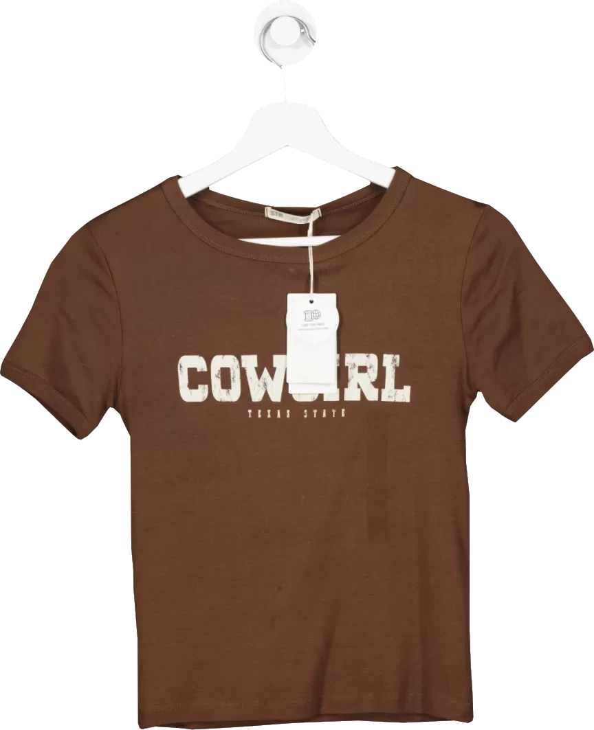 Stradivarius Brown Cowgirl Tshirt UK S