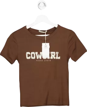 Stradivarius Brown Cowgirl Tshirt UK S