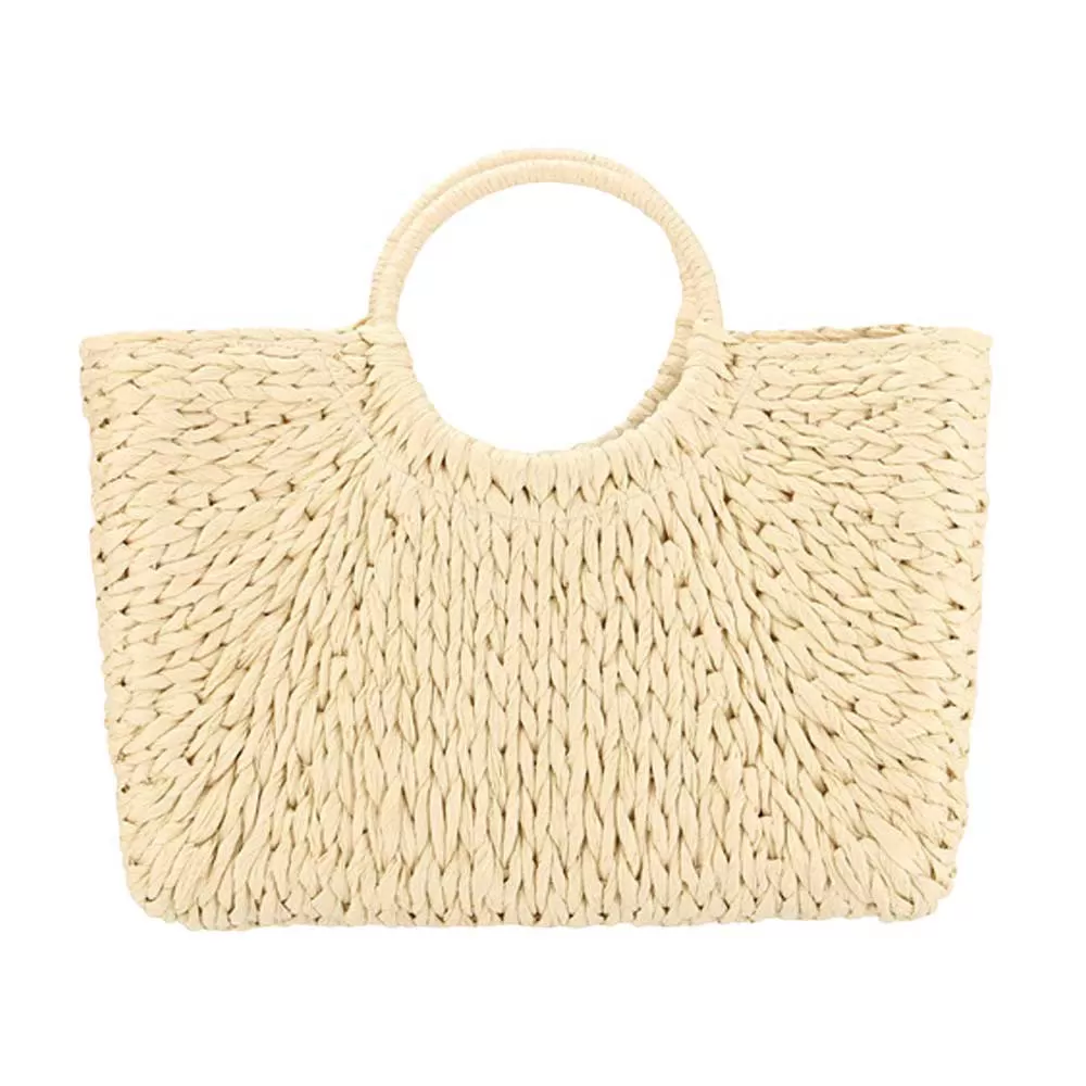 Straw Basket Beach Tote Bag