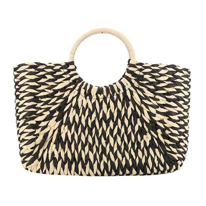 Straw Basket Beach Tote Bag