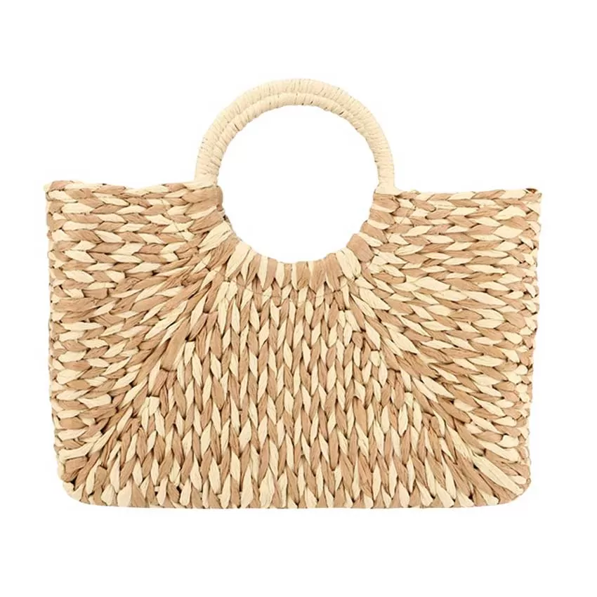 Straw Basket Beach Tote Bag