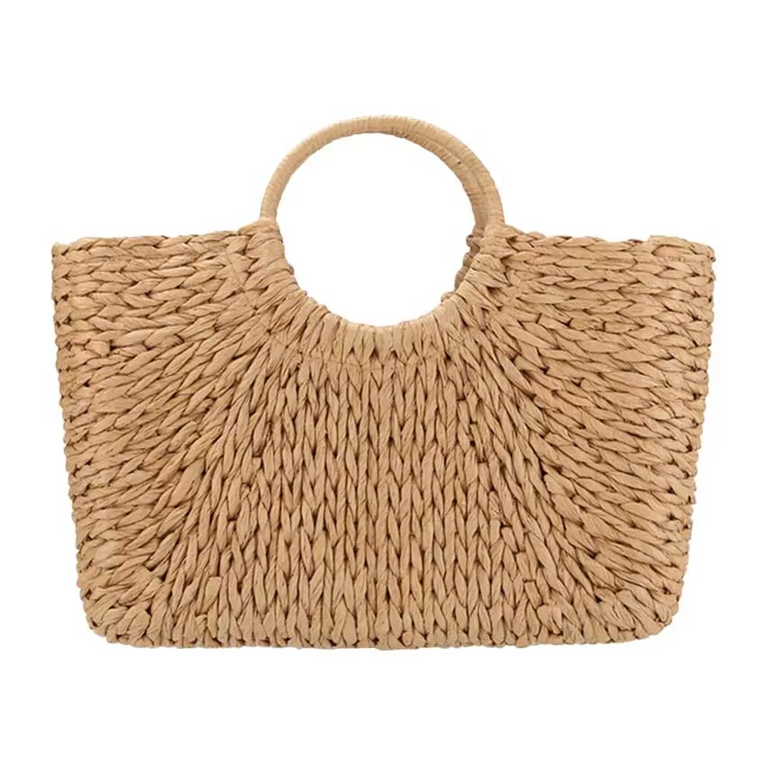 Straw Basket Beach Tote Bag