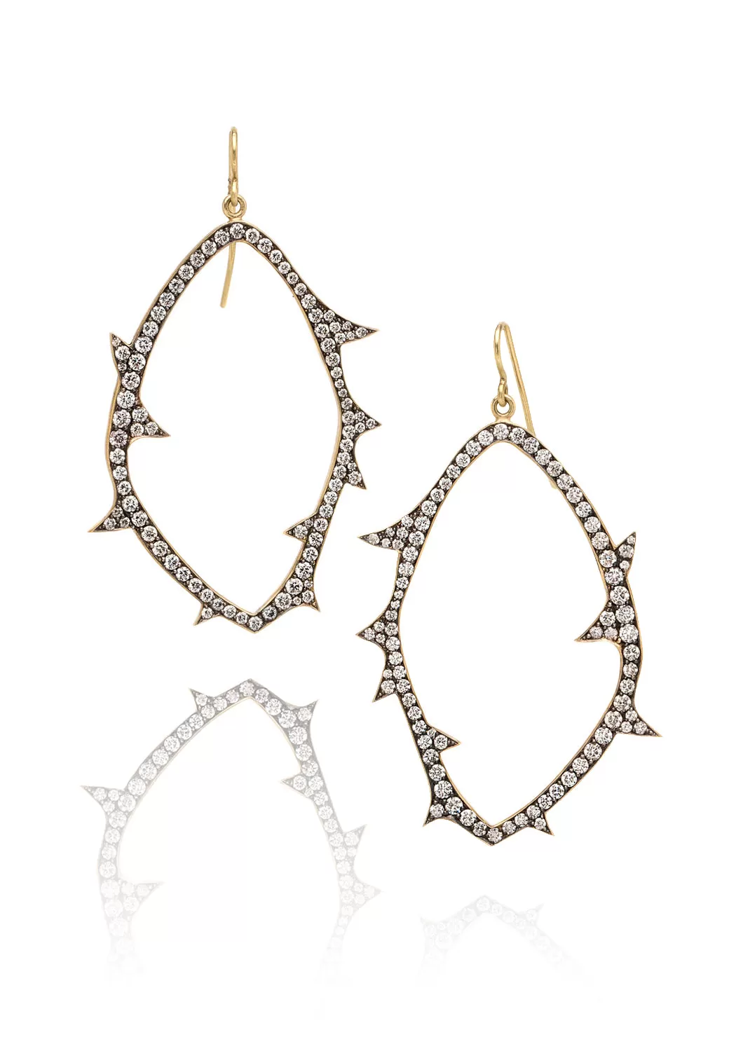 Sylva & Cie 18KYG Oval Diamond Thorn Earrings