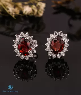 The Garnet Sparkle Silver Earrings