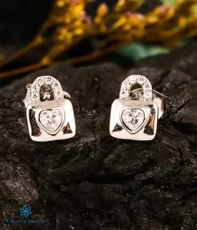 The Locked in Love Silver Earrings