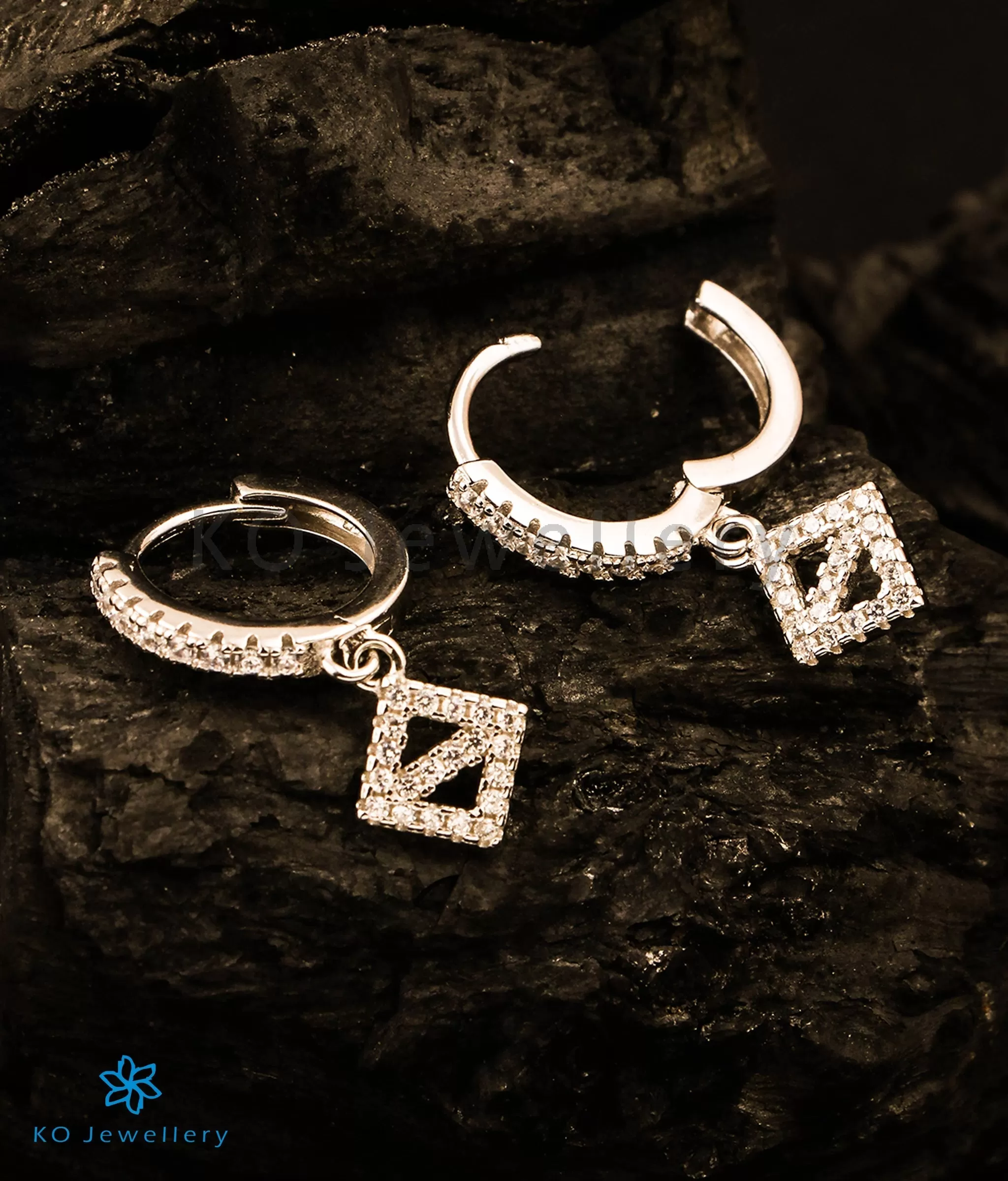 The Squared Out Silver Hoops