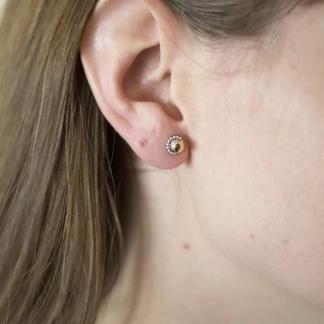 Traditional Balinese Sterling Silver and Gold Post Earrings