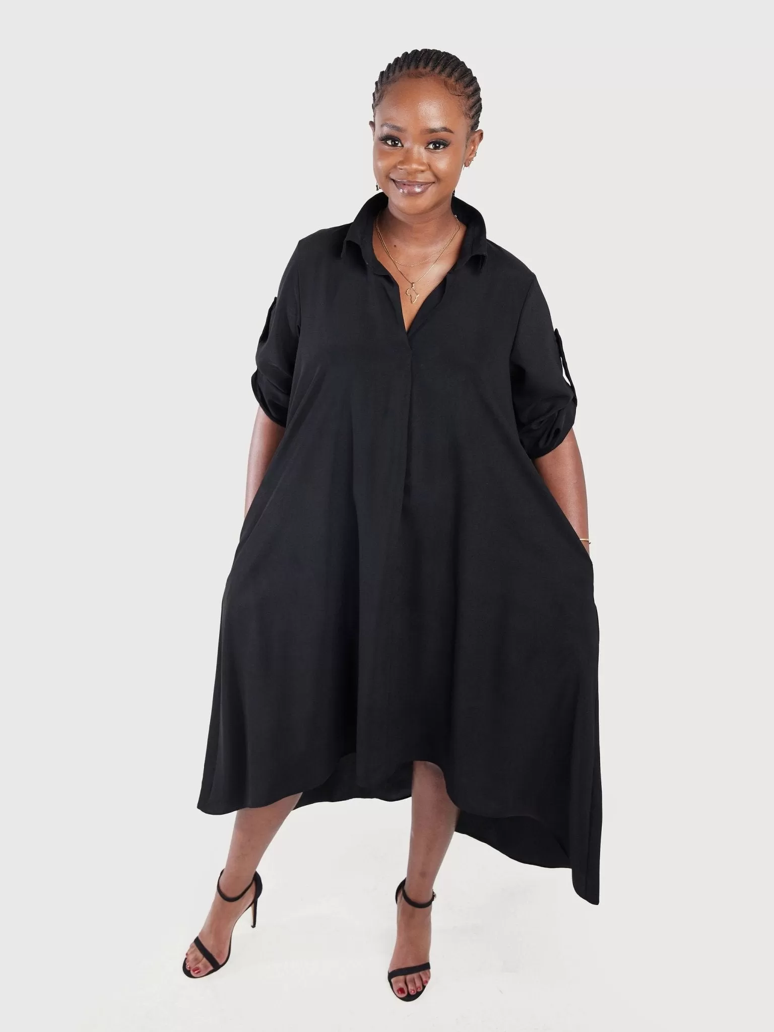 Vivo Yumi High Low Shirt Dress - Black