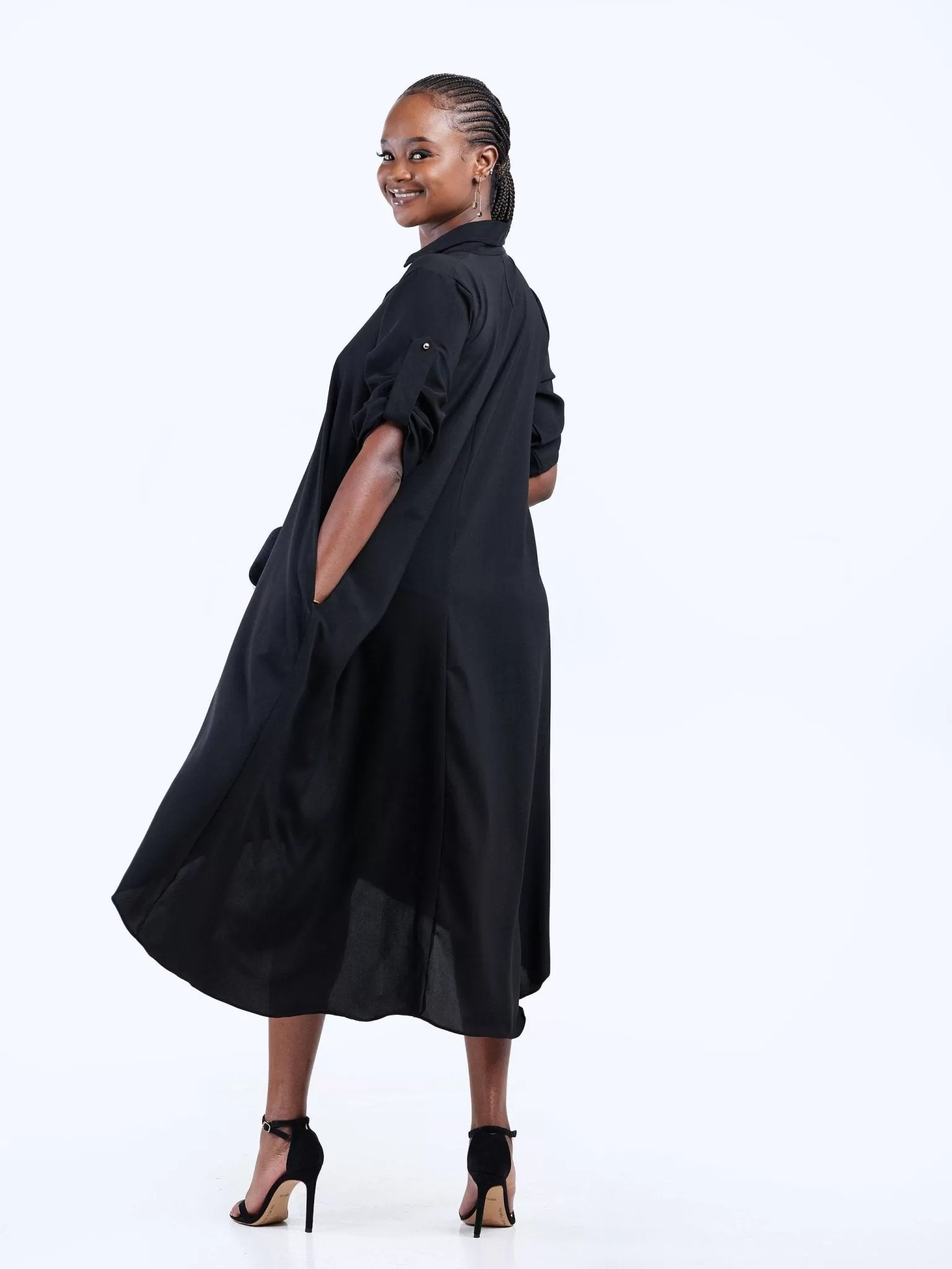 Vivo Yumi High Low Shirt Dress - Black