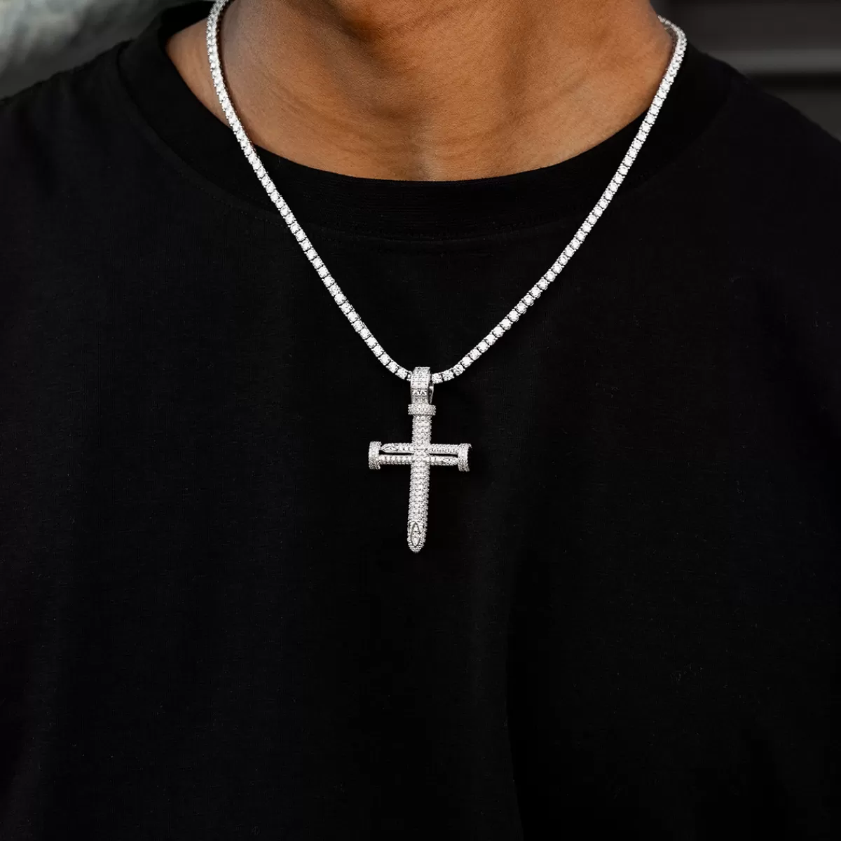 White Gold Nail Cross (Large)