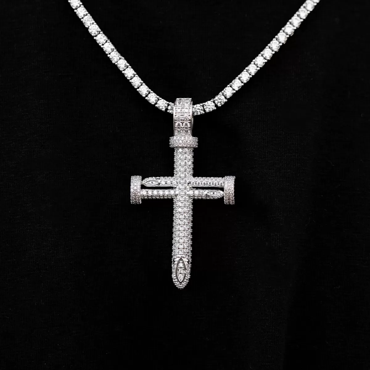 White Gold Nail Cross (Large)