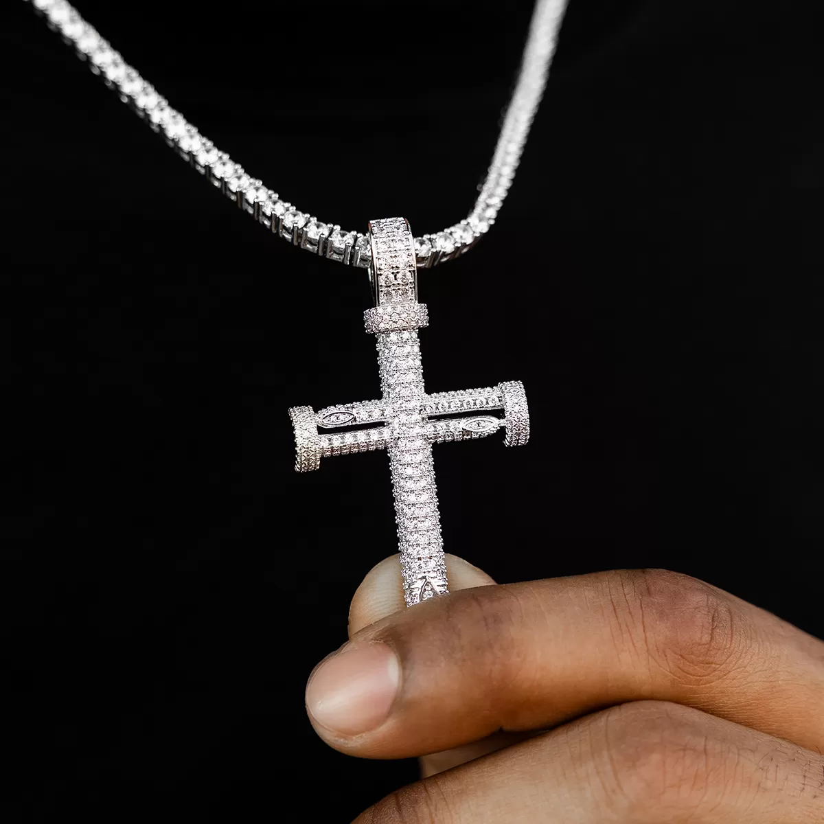 White Gold Nail Cross (Large)