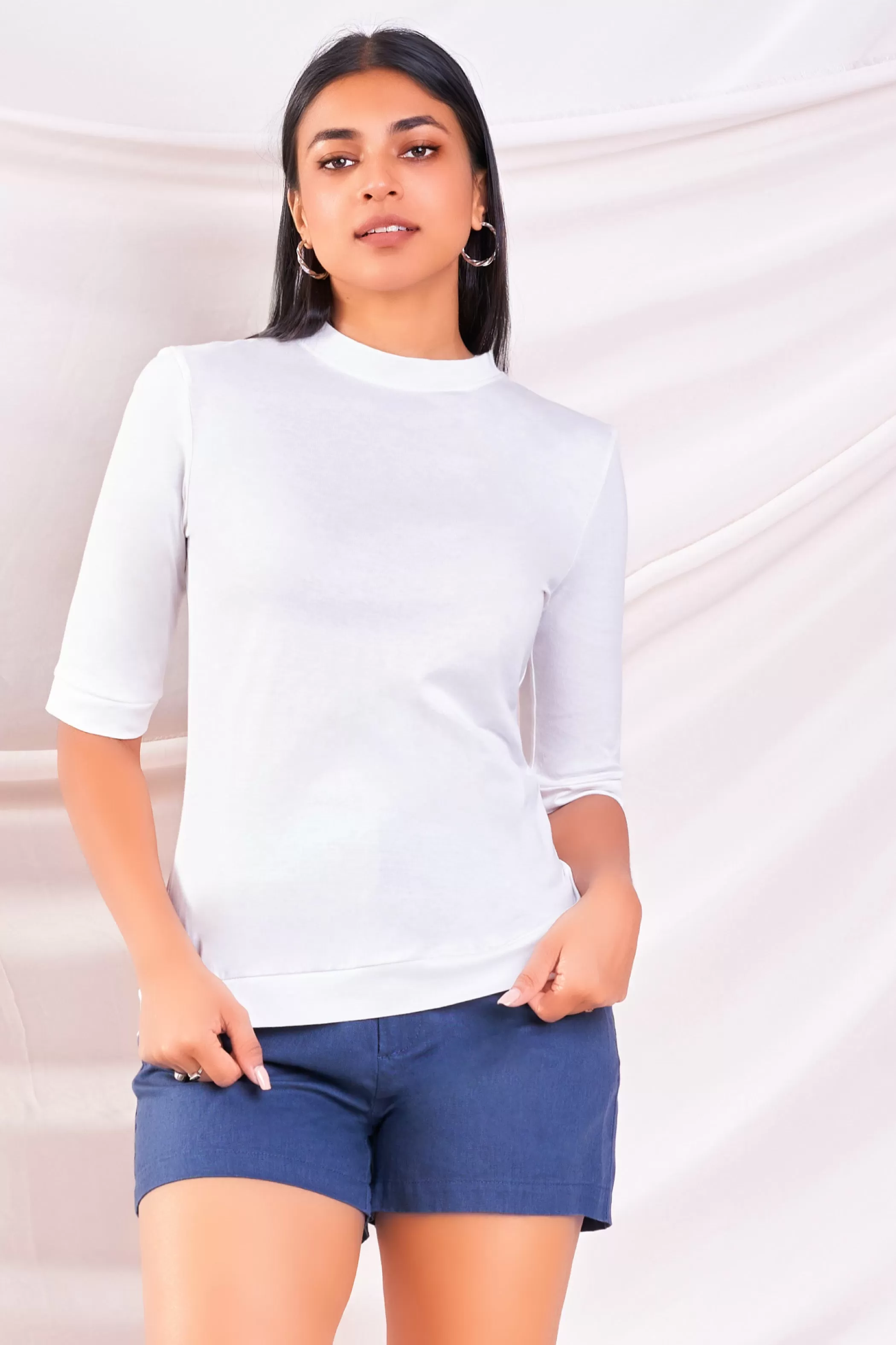 White Round Neck Tee