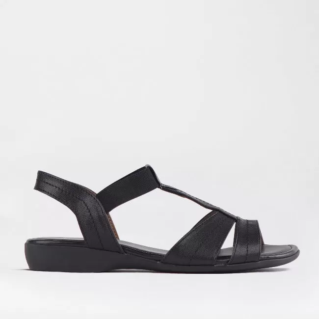 Wider Fit Slingback Flat Sandal in Black - 11016