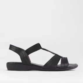 Wider Fit Slingback Flat Sandal in Black - 11016