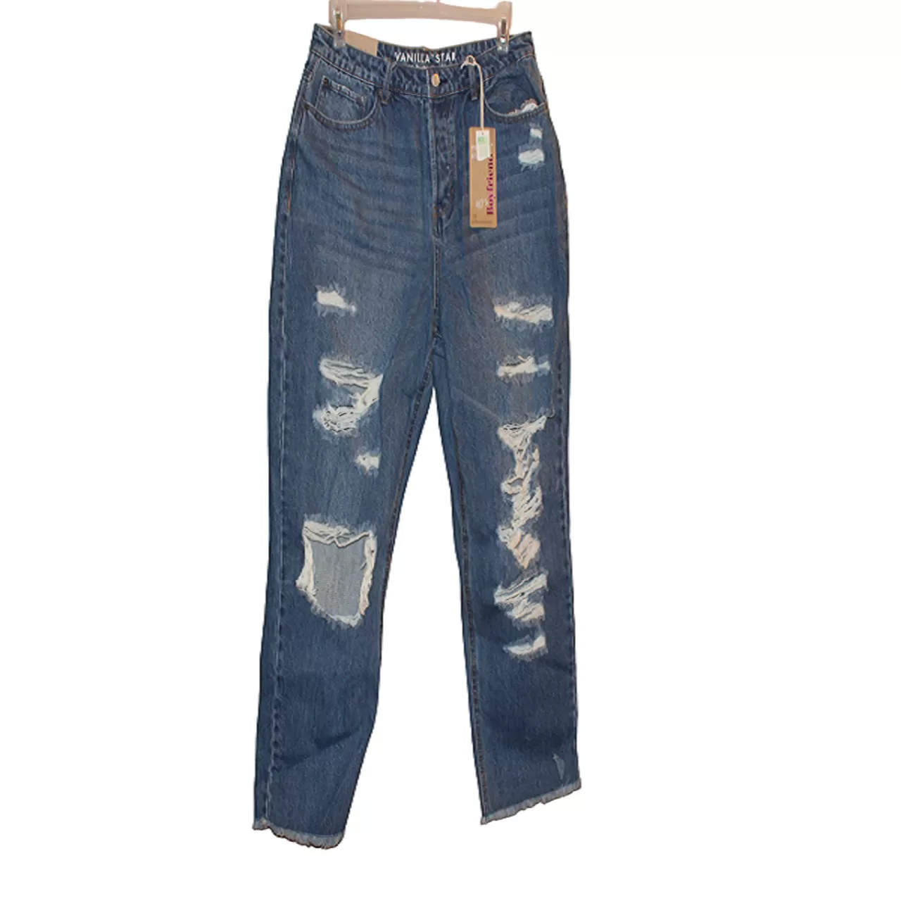 Womens denim blue baggy fit jeans